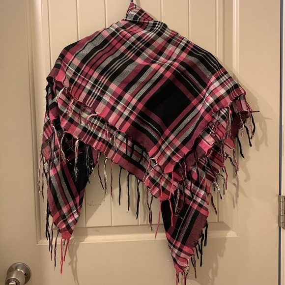 Accessories - Hot Pink & Black Plaid Square Scarf/Shawl